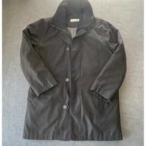 Geoffrey Beene Overcoat Mens M Black Knit Collar Button Up Classic Winter Jacket